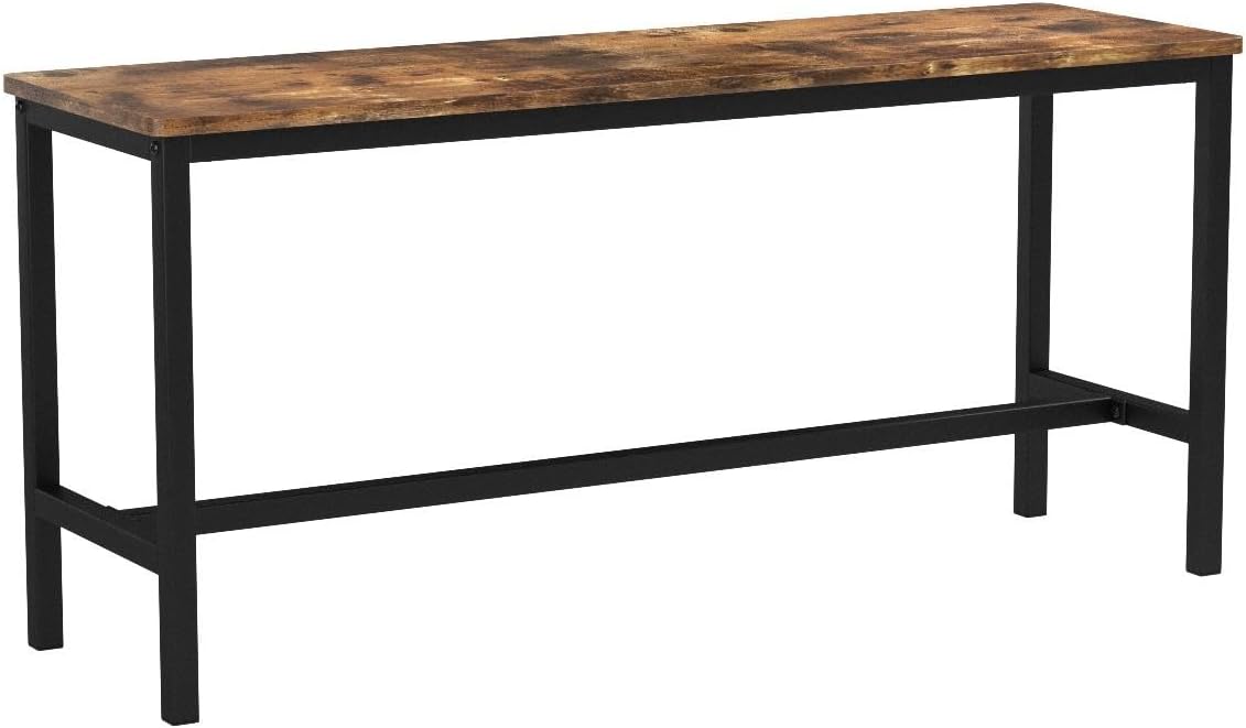 VASAGLE Dining Table Kitchen Table 70 x 110 x 77 cm Dining Room Table for 4 People Table Living Room Desk for Dining Room Kitchen Industrial Design Vintage Brown Matte Black KDT081B01