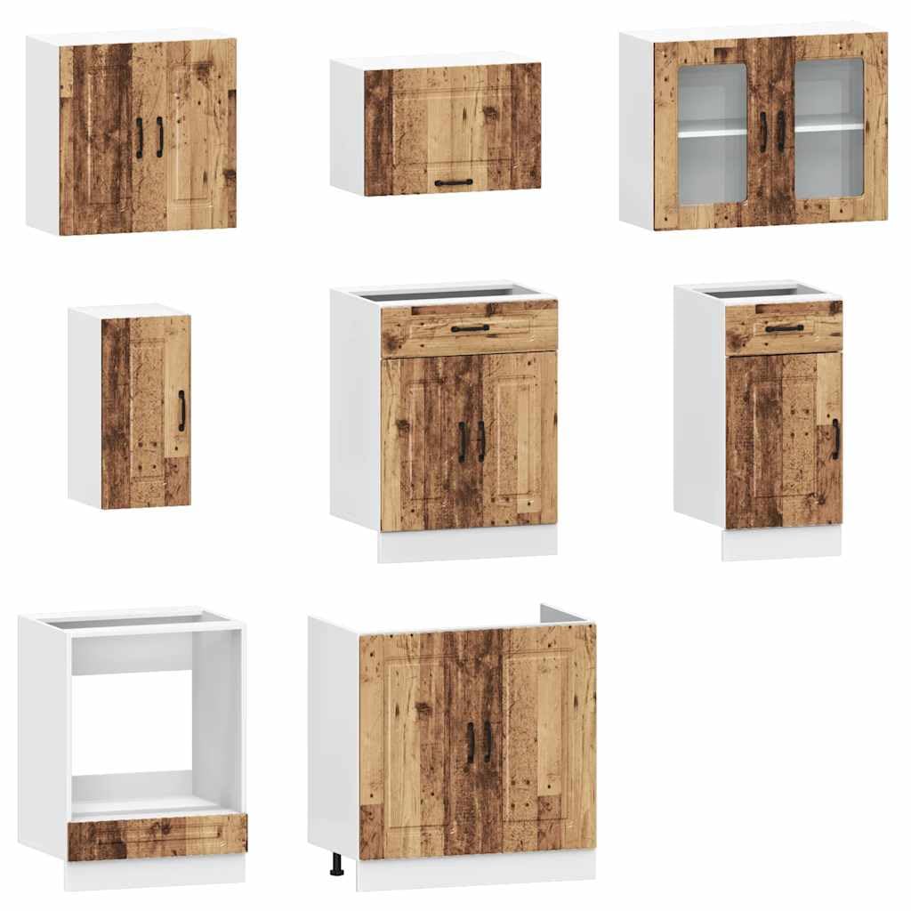 8-Piece Kitchen Cabinet Set, Wood Material, Kitchen Unit, Fitted Kitchen, Cabinet Set, Base Cabinet, Kitchen Cabinet, Wall Cabinet, Black
