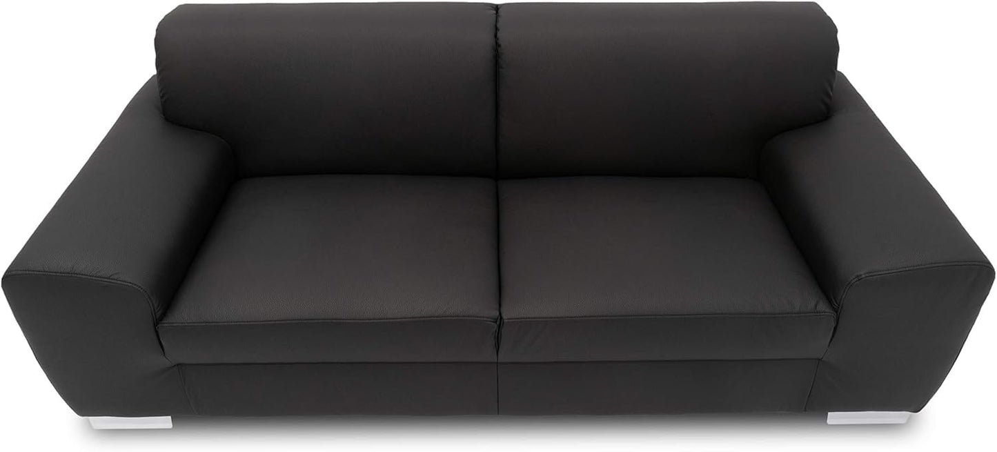 Domo Collection Ricardo Sofa, 3-Seater Couch, Set in Faux Leather, Black, 220 x 89 x 81 cm