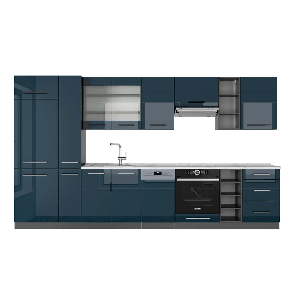 Vicco Kitchen Unit Fame-Line Goldkraft Oak / Anthracite 355 cm without Worktop