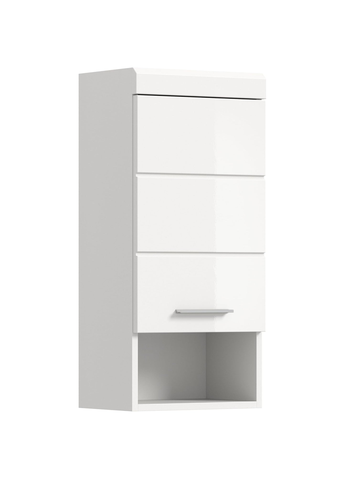 Badezimmer Scout X06B2723 Wall-Mounted Cupboard Wide Cabinet in Front White High Gloss Body Smoke Silver Nb. Approx. 74 x 79 x 24 cm