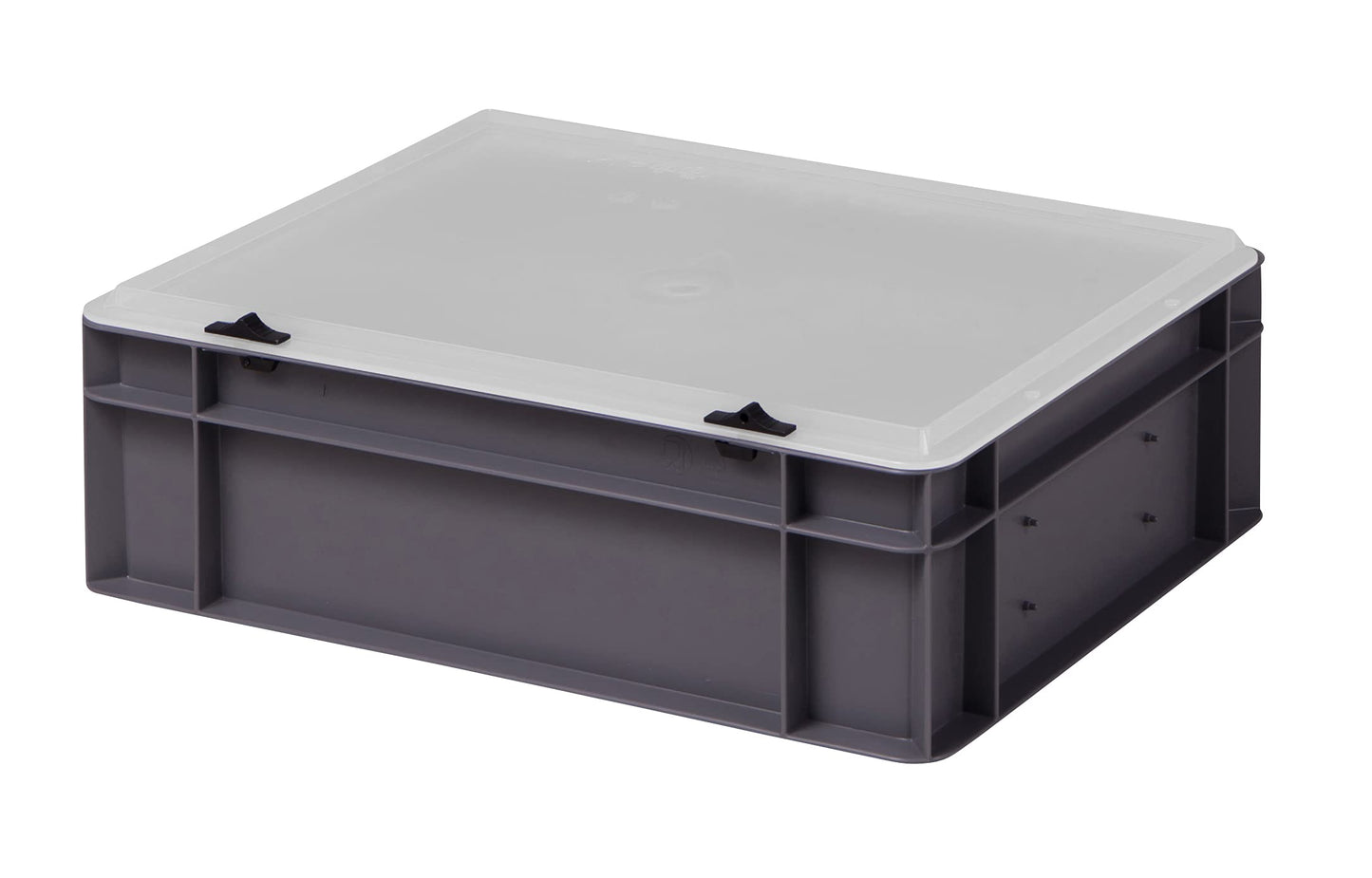 Design Eurobox Stacking Box Storage Container Plastic Box in 5 Colours and 16 Sizes with Transparent Lid (Matte) (Grey, 60 x 40 x 33 cm)