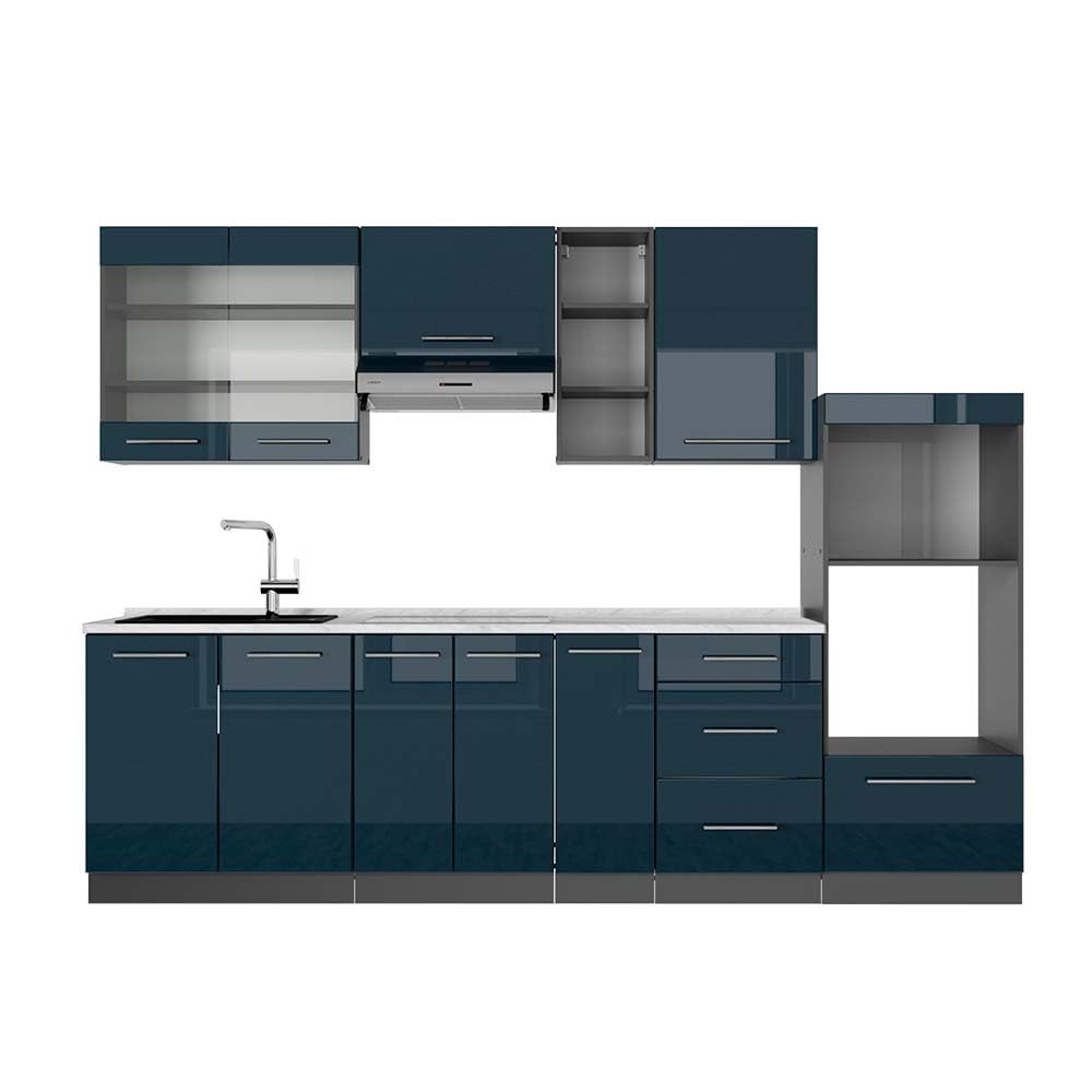Vicco Kitchen Unit Fame-Line Goldkraft Oak / Anthracite 280 cm without Worktop