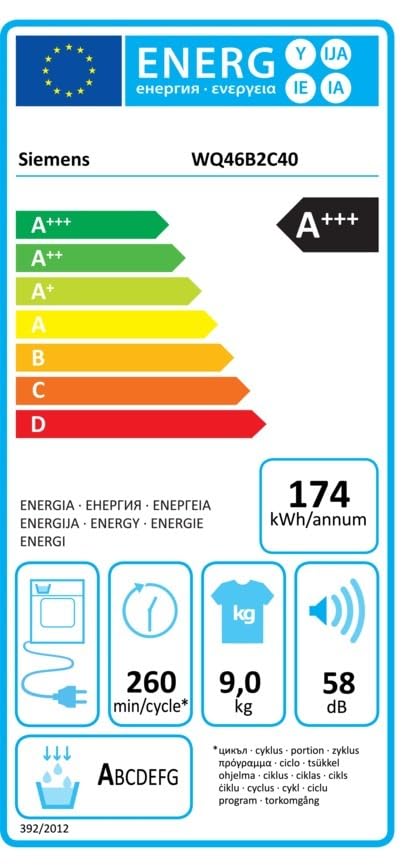 Siemens WQ35G2D00 iQ500 Wärmepumpentrockner für 8 kg Wäsche, 176 kWh pro Jahr, speedPack, autoDry, Outdoor-Programm
