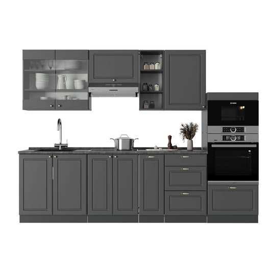 Vicco Kitchen Unit Fame-Line Goldkraft Oak / Anthracite 280 cm without Worktop