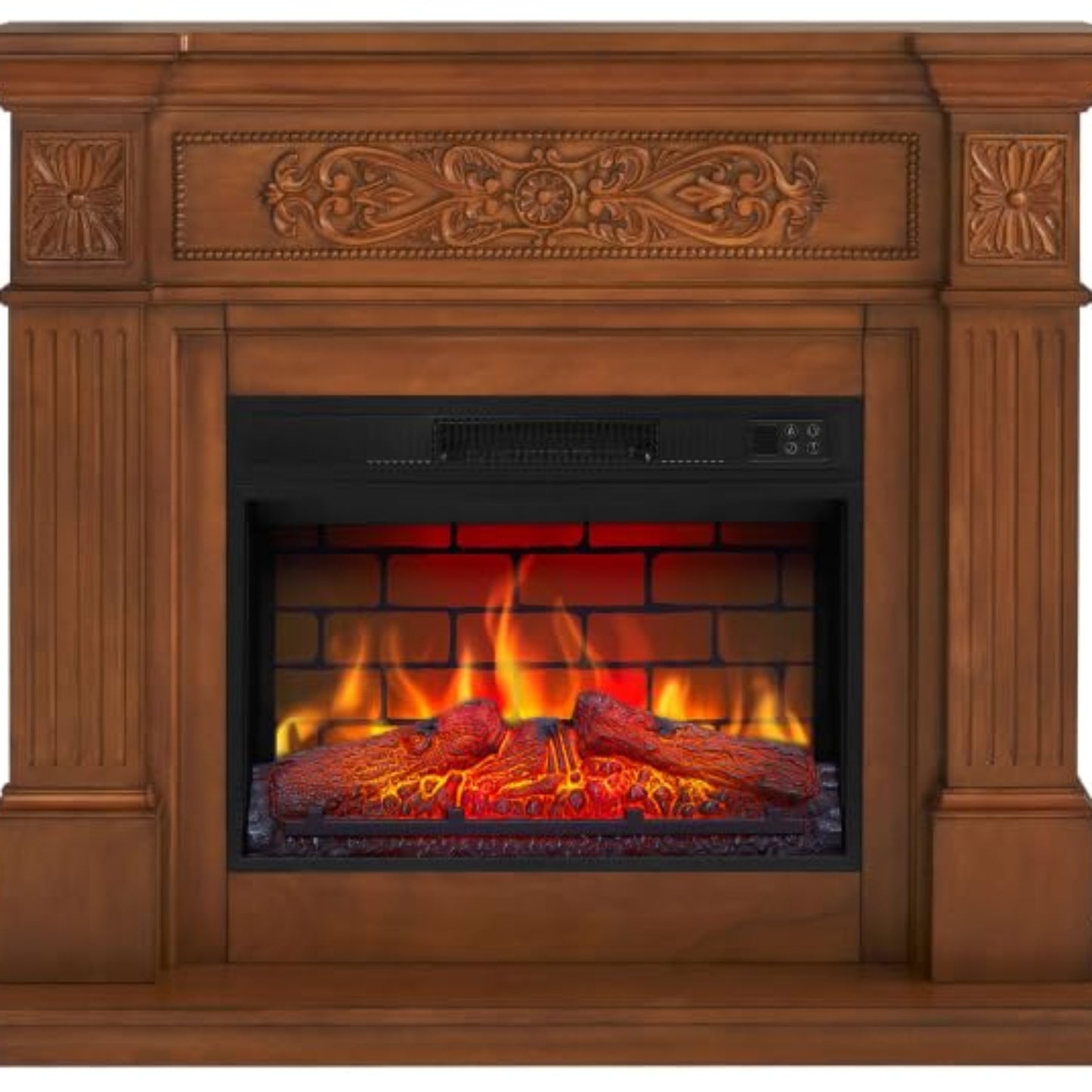 Toscana AF23BS Electric Fireplace with Heater 1800 W, Realistic 3D Flame Effect, LED Lighting, Remote Control, Timer, Thermostat, Crinkle Effect, MDF (Oak)