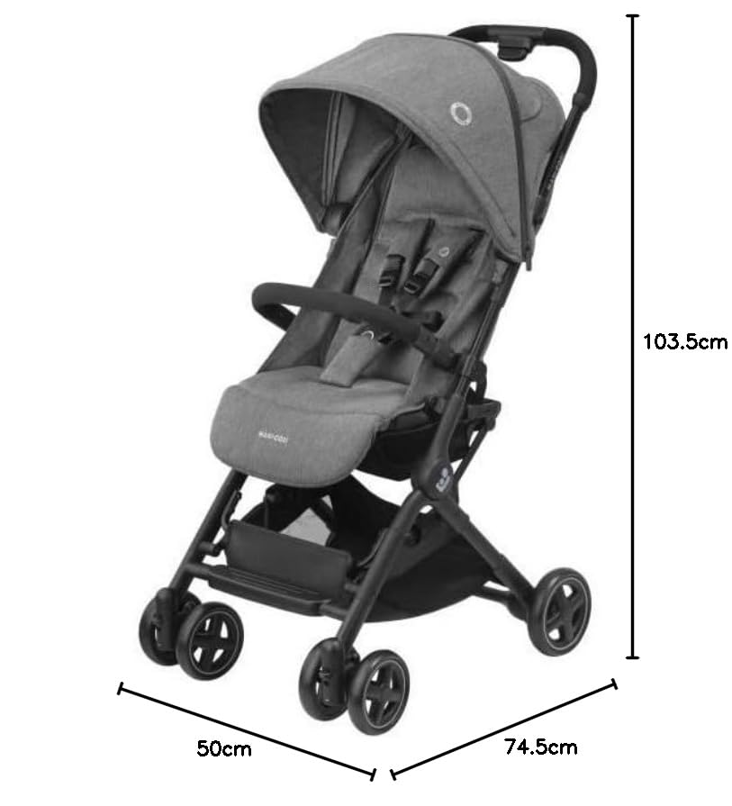 Maxi-Cosi Lara2 Baby Pram, 0-4 Years, 0-22 kg, Feather-Light, Compact Buggy, 3 Reclining Positions, Flat Reclining Position, Small Foldable, Shoulder Strap, Select Grey