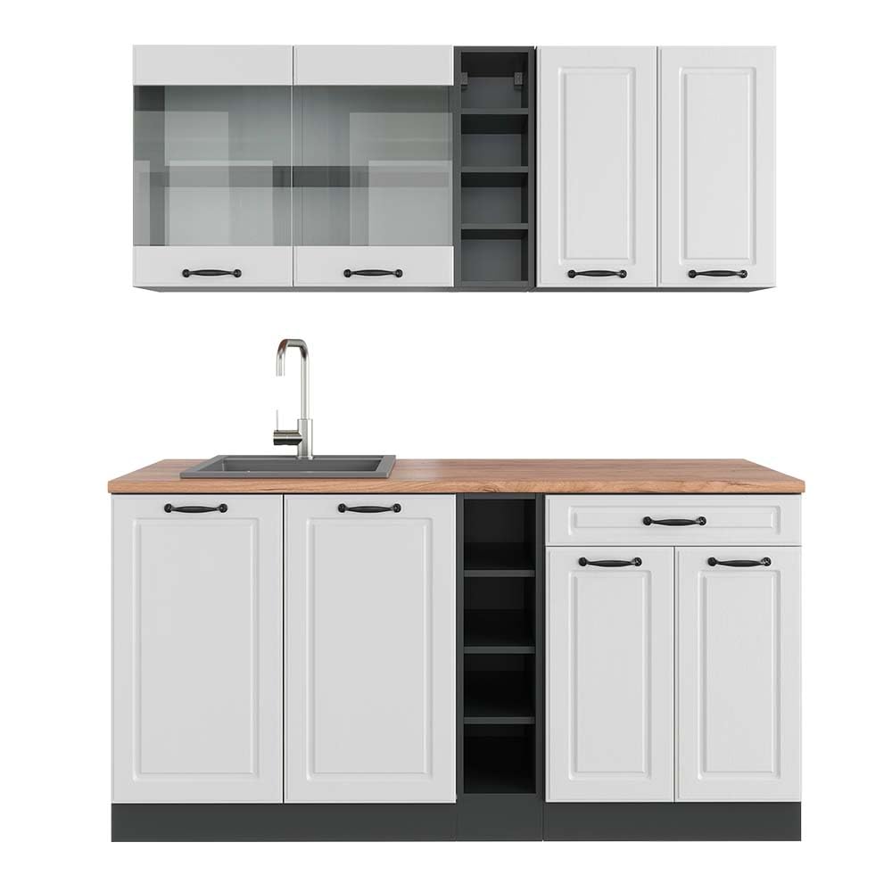 Vicco Single Kitchen R-Line White High Gloss / Anthracite 160 cm without Worktop