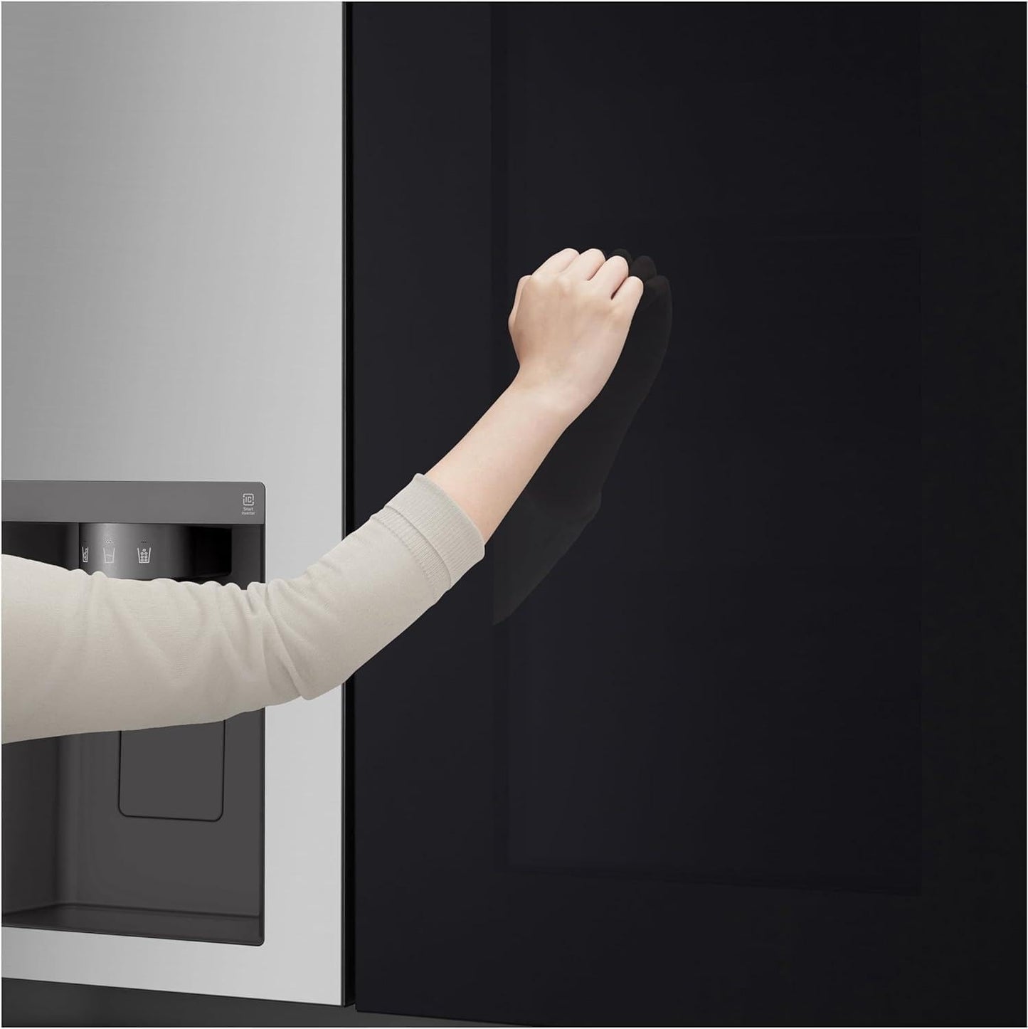 LG GSXE90MBDD Side by Side Kühlschrank mit InstaView Craft Ice | Door in Door | Crushed Ice -und Wasserspender EEK: Klasse D | 628 Liter Kapazität | Festwasseranschluss | Total No Frost
