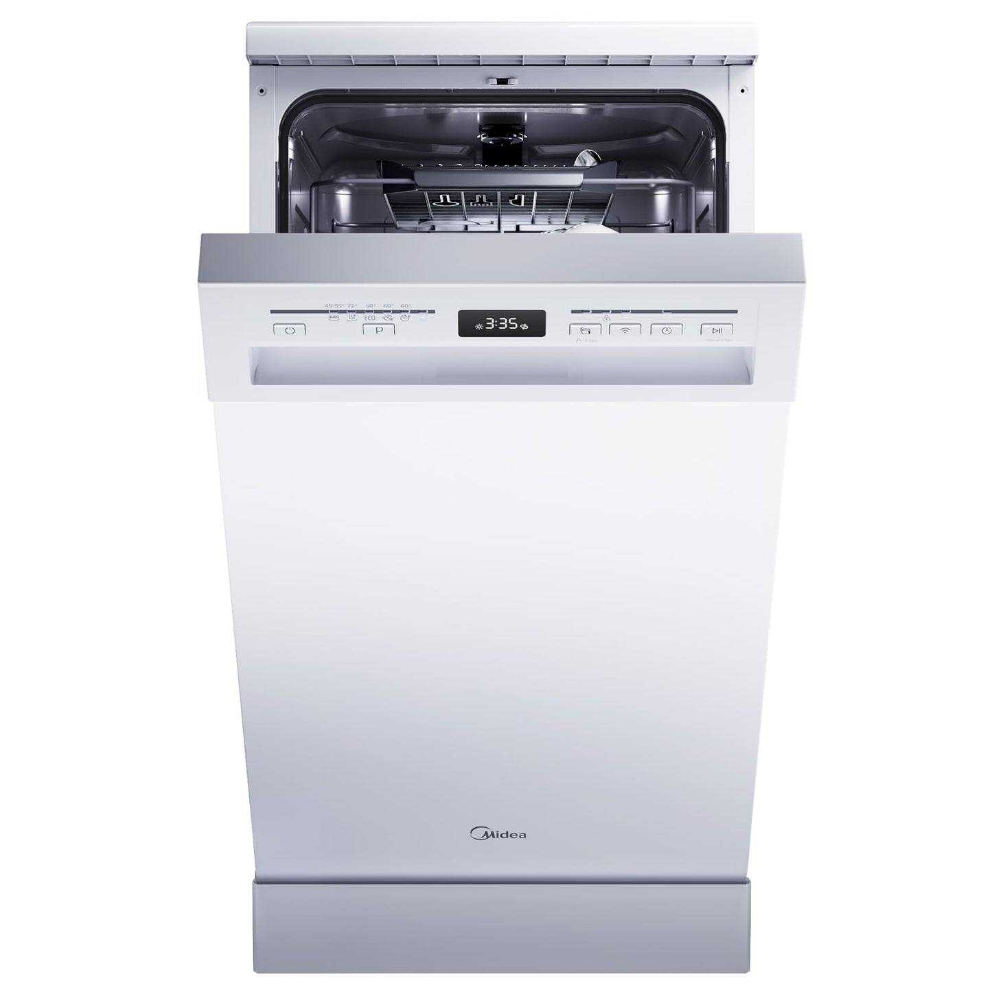Midea SU 5.35X14CS Dishwasher Base, 14 MGD, Dishwasher 60 cm, Home Connect, Hygiene Care+, Machine Care +, Extra Drying, Half Load, 44 db, Start Delay, Stainless Steel