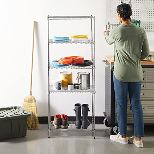 Amazon Basics Narrow Storage Unit with 4 Shelves, Height Adjustable Shelves and Leveling Feet, Maximum Weight 363 kg, Black, 34 cm D x 58.9 cm W x 121.9 cm H