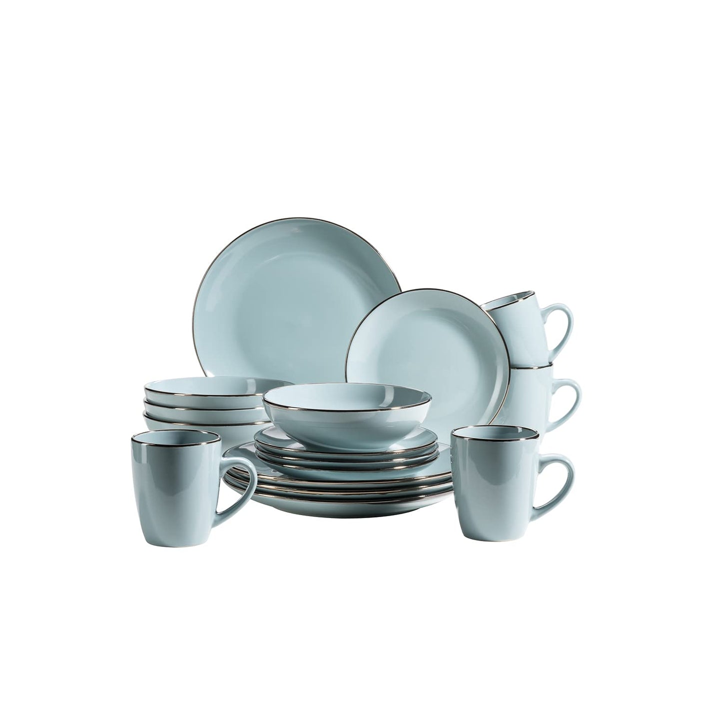 MÄSER 931626 Metallic Rim, Modern Crockery Set