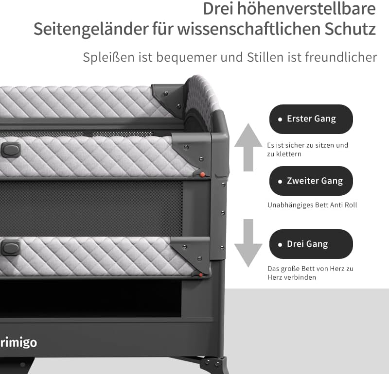 4-in-1 Baby Cot, Travel Cot, Height Adjustable, Children's Travel Cot & Side Cot, 120 x 70 cm, Foldable with Changing Mat, Playpen, Mosquito Net, Up to 15 kg