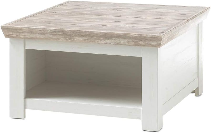 Lomadox Country House Wall Unit Set and Coffee Table, Pine White and Oslo Dark, LED Lighting, W x H x D Approx. 330 x 201 x 44 cm