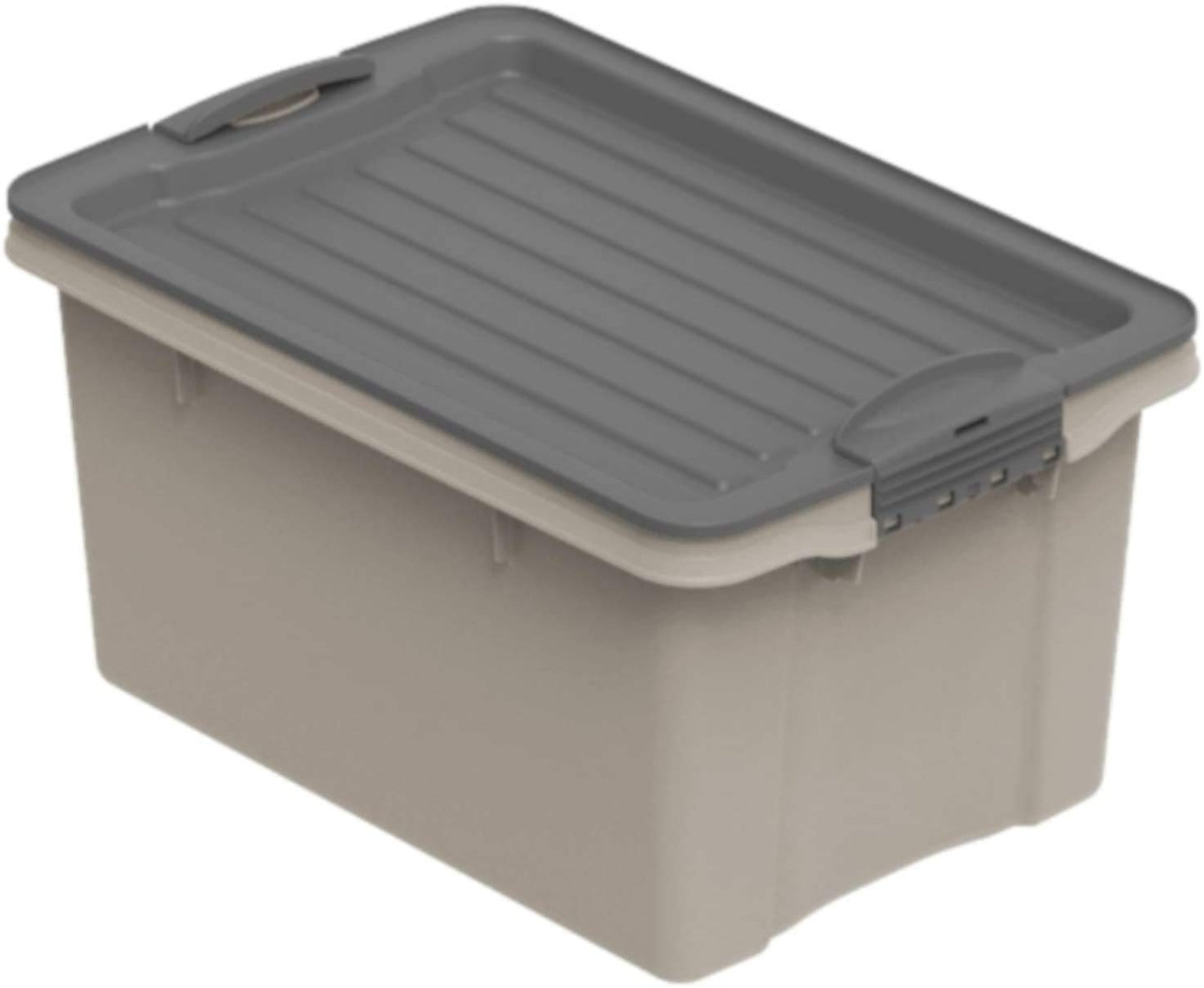 Rotho Compact Storage Box 70 L with Lid and Wheels, Plastic (PP Recycled), BPA-Free, Cappuccino/Anthracite, A3/70 L (57.0 x 39.5 x 43.5 cm)