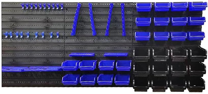ESTEXO Stacking Boxes, Wall Shelf, 66 Pieces, Tool Storage, Workshop Shelf, Perforated Wall