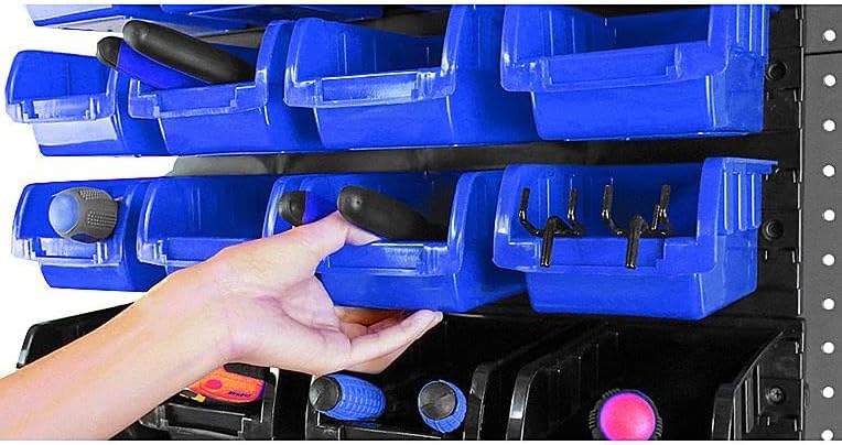 ESTEXO Stacking Boxes, Wall Shelf, 66 Pieces, Tool Storage, Workshop Shelf, Perforated Wall