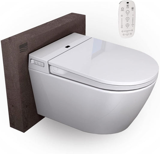 BERNSTEIN Dusch-WC 540 PRO in Weiß mit 5 Jahre Garantieerweiterung, Spülrandloses Hänge-WC mit Bidet Funktion Sitzheizung und Sterilisator – Komplettanlage mit Fernbedienung mit Absenkautomatik