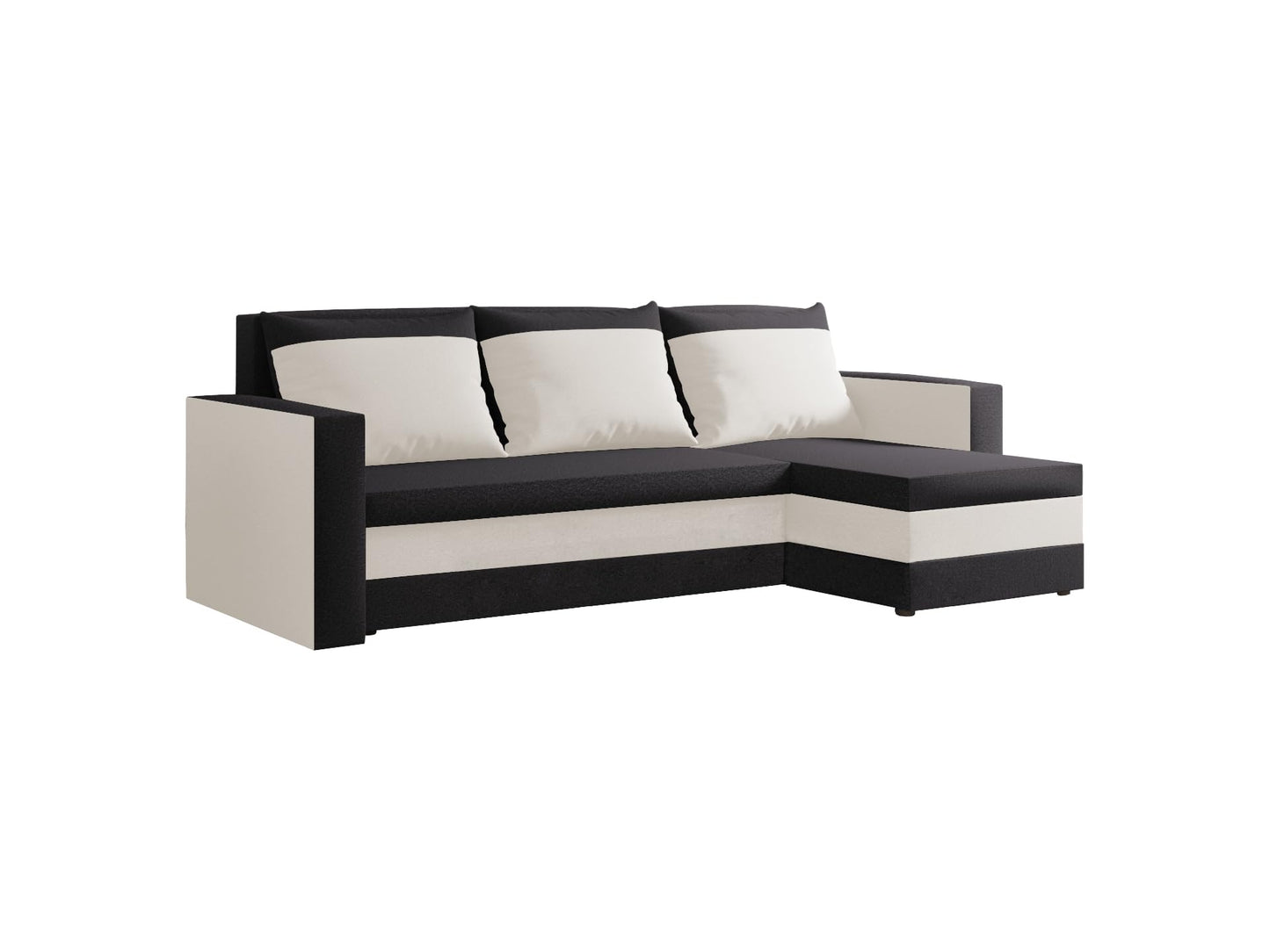 FORNIRO 24 Loft Ecksofa mit Schlaffunktion und Bettkasten - Sofa mit 3 Sitzen und Robustem Überzug - Universal Schlafcouch L-Form - Modern Couch - 225x130x75 cm - Schwarz-Türkis