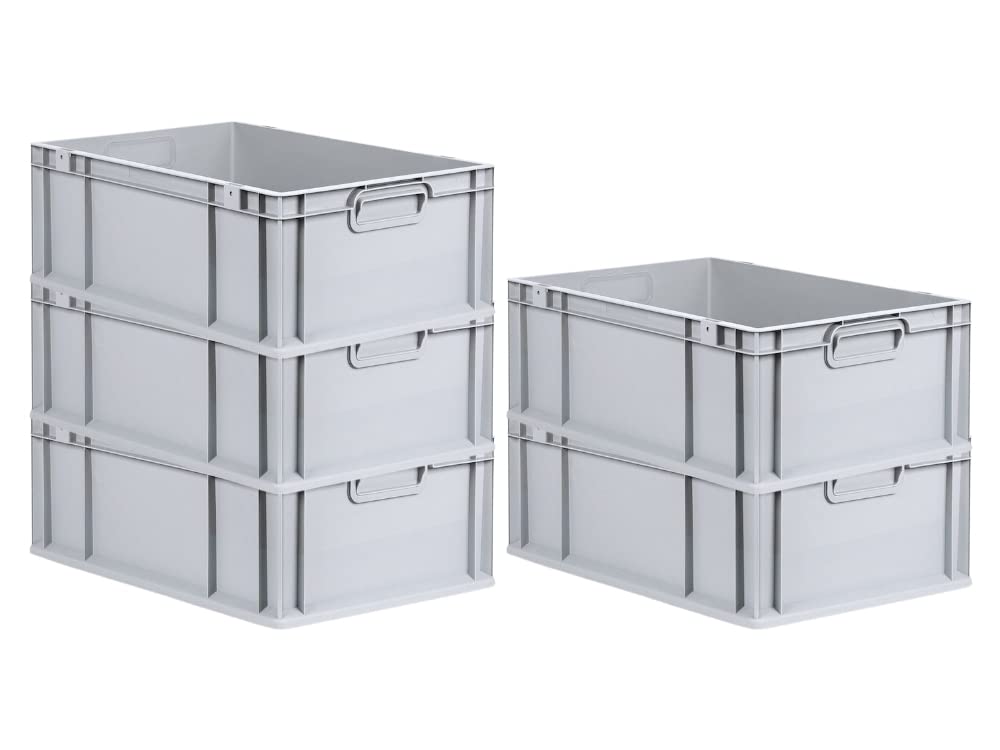 PROREGAL SuperSparSet 5 x Eurobox NextGen Economy | Closed Handles | H x W x D 17 x 30 x 40 cm | 16 Litres | Euro Container, Transport Box, Transport Container, Stacking Container
