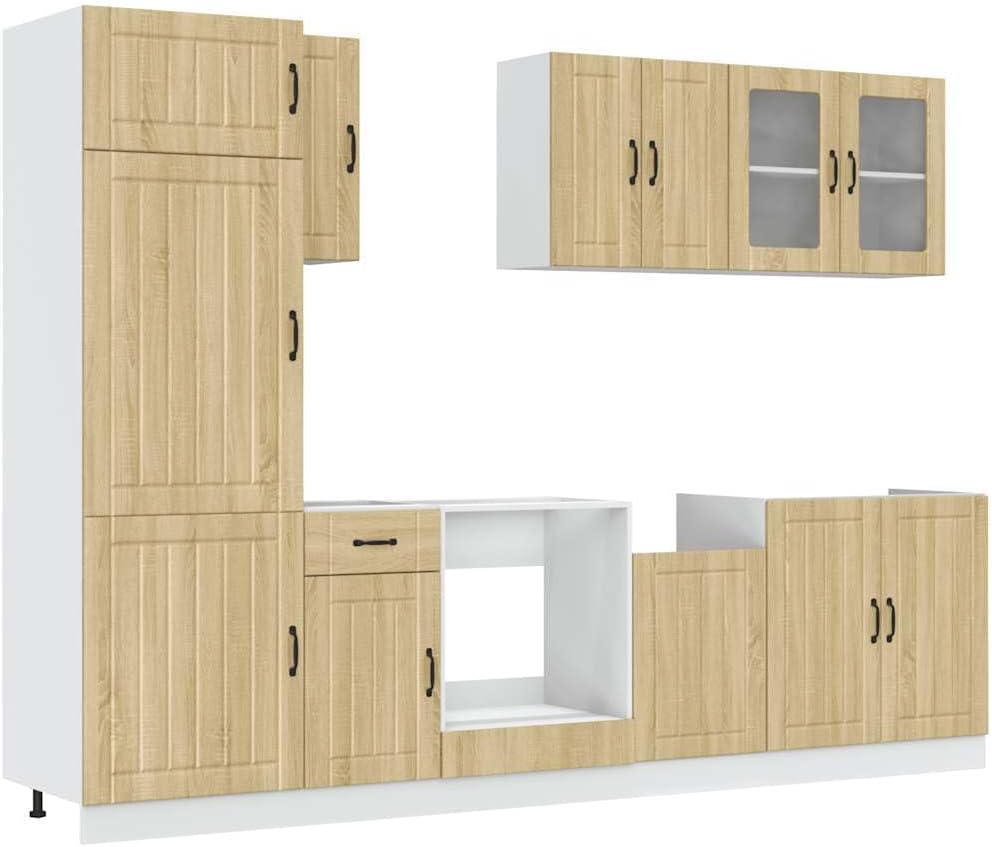Lucca 7-Piece Kitchen Cabinet Set without Electrical Appliances High Gloss White Wood Material