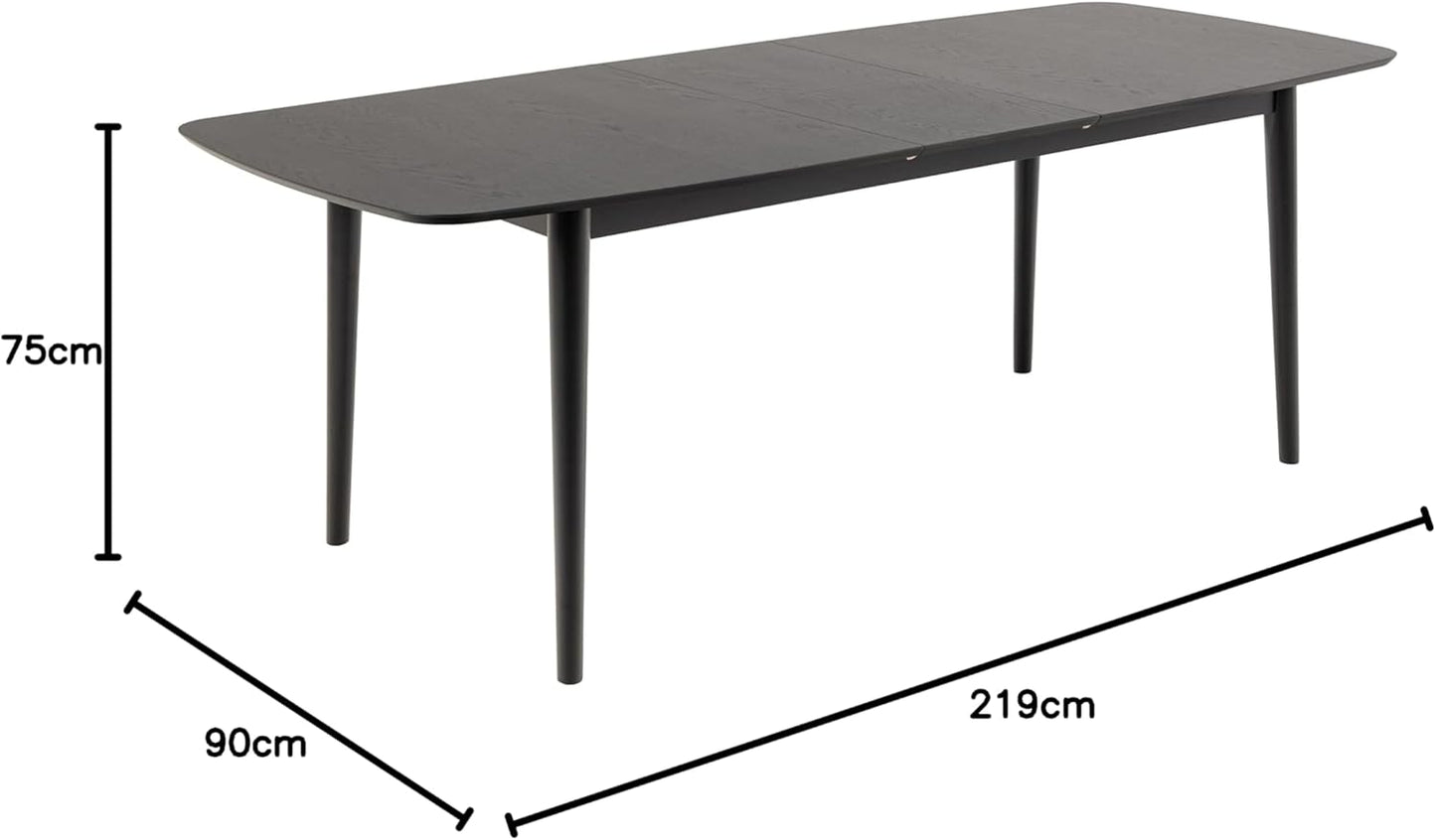 AC Design Furniture Monty Extendable Dining Table for 6 Seater Rectangular Table Top in White Round Legs Kitchen Table with Pull-Out Top W 180 x H 75 x D 90 cm