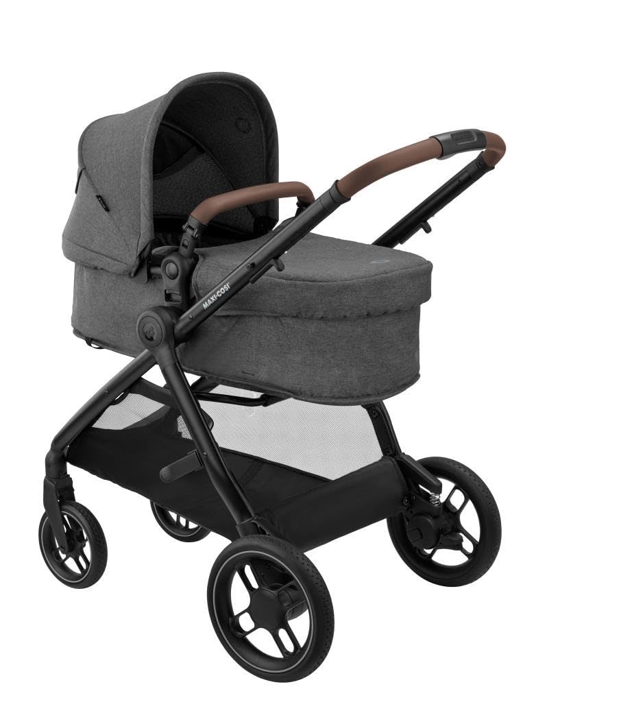 Maxi-Cosi Zelia S Trio Pushchair 3-in-1 Complete Set, 0-4 Years, up to 22 kg, Foldable, Compact, Adjustable Baby Pram, with CabrioFix S i-Size Baby Seat, Accessories, Changing Bag, Dark Grey