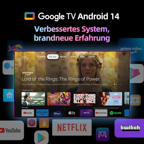CHIQ L40FT 40 Zoll, Full HD, (100 cm) Smart Fernseher, HDR10, Dolby Audio & DBX-tv, Triple Tuner DVB-C/T2/S2, Integrierter Chromecast, Metall Randlos Design