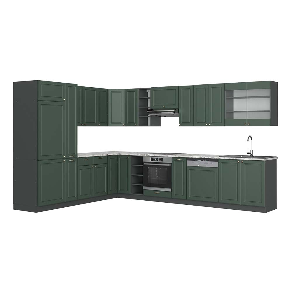 Vicco Fame-Line Corner Kitchen 257 x 347 cm White High Gloss / Anthracite without Worktop