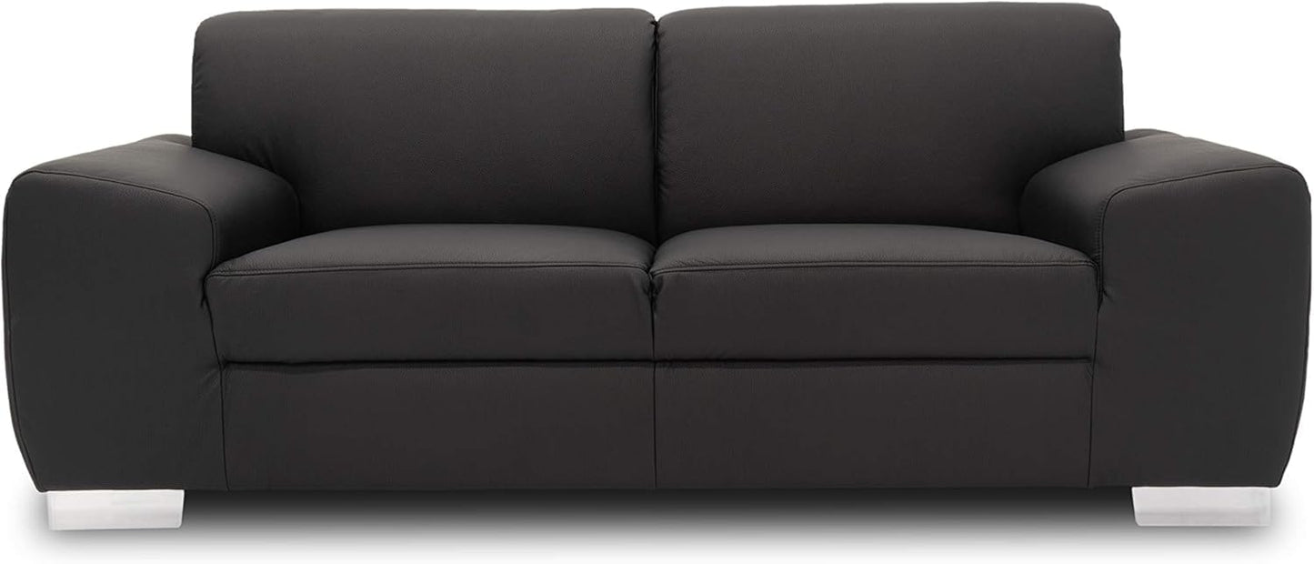 Domo Collection Ricardo Sofa, 3-Seater Couch, Set in Faux Leather, Black, 220 x 89 x 81 cm