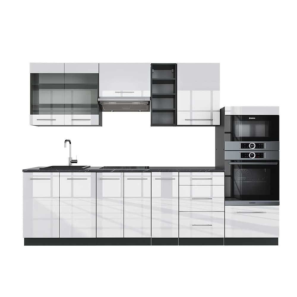 Vicco Kitchen Unit Fame-Line Goldkraft Oak / Anthracite 280 cm without Worktop