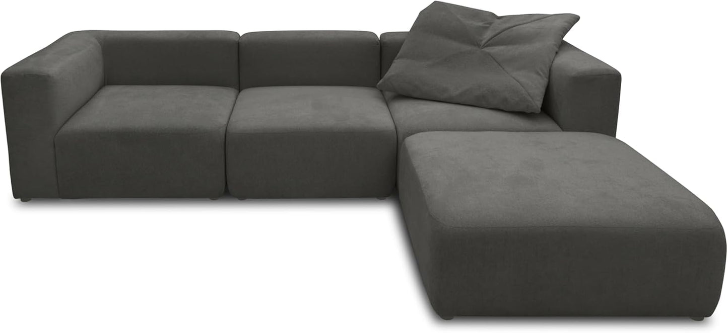 DOMO. collection Adrian Modular Sofa, 3-Seater Made of 2 x Corner Chairs and 1 x Chair, Big Sofa, Module Couch, 3 Upholstery Elements, 3-Seater Couch, 301 x 108 x 69 cm (W x D x H), Cream