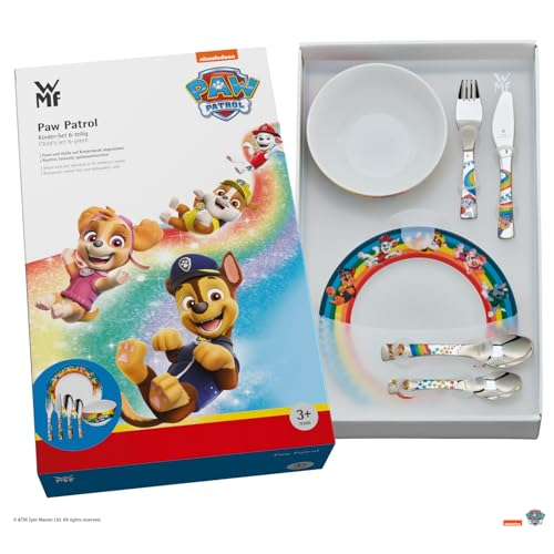 WMF Paw Patrol Children's Crockery Set 6 Pieces Children's Crockery with Children's Cutlery Stainless Steel from 3 Years Polished Cromargan Dishwasher Safe