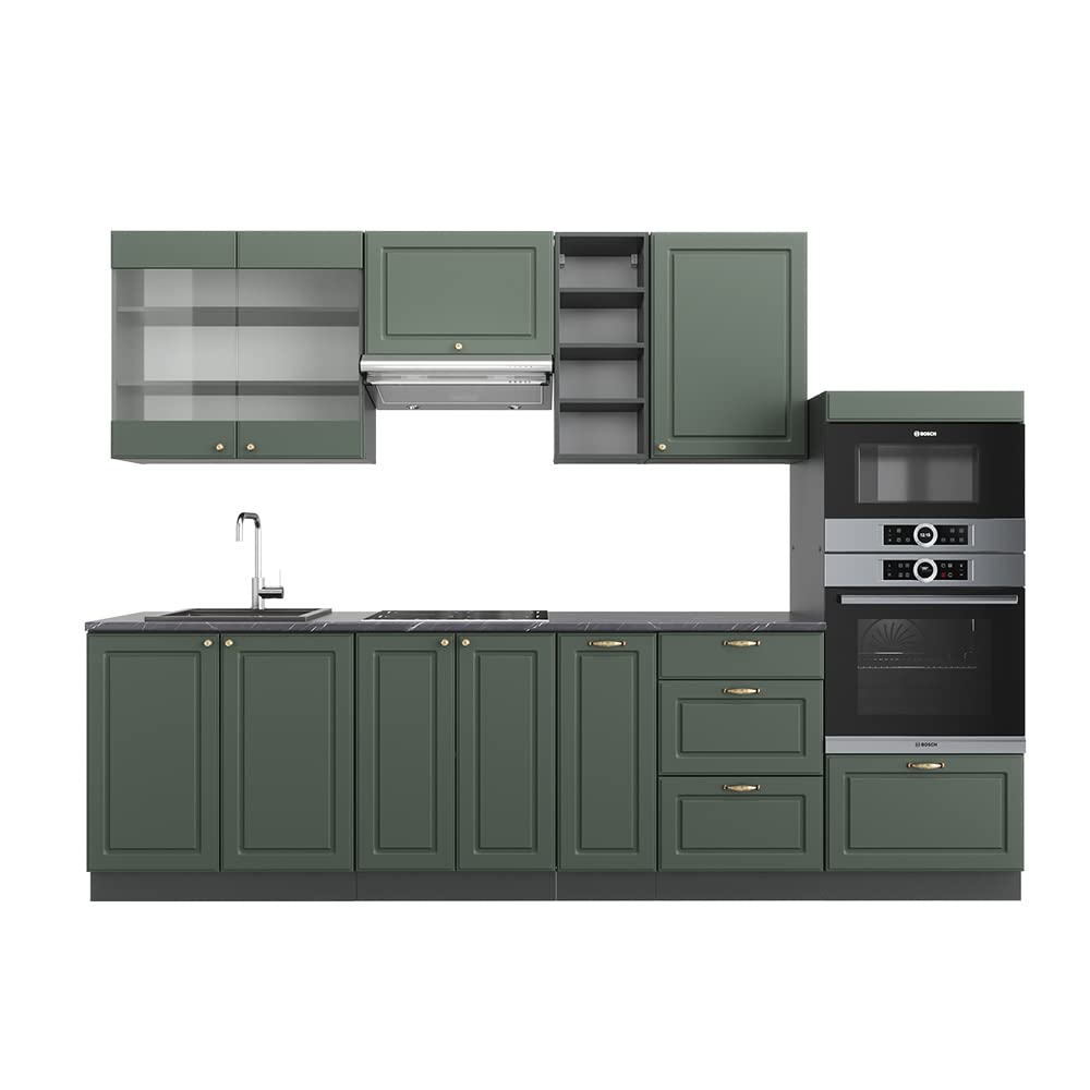 Vicco Kitchen Unit Fame-Line Goldkraft Oak / Anthracite 280 cm without Worktop