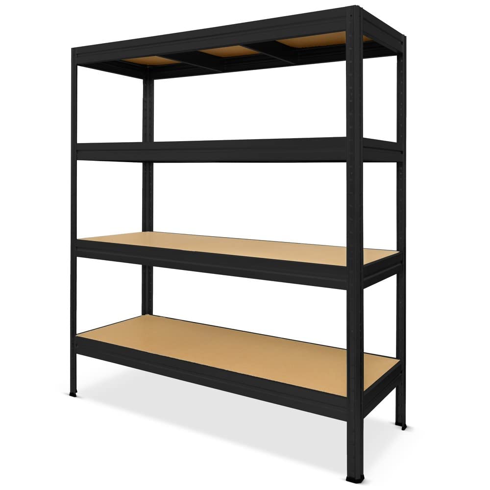 Heavy Duty Shelving Type S+ Black - 750 kg Load Capacity - H x W x D 180 x 90 x 60 cm - Boltless Shelving Unit with 5 Shelves - 150 kg Shelf Load - Made in EU - Sturdy Metal Shelf - Storage