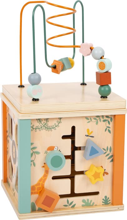 Small Foot Wooden Motor Skills Cube "Safari" Motor Skills Toy with 7 Sides Educational Toy for Children from 1 Year 12641