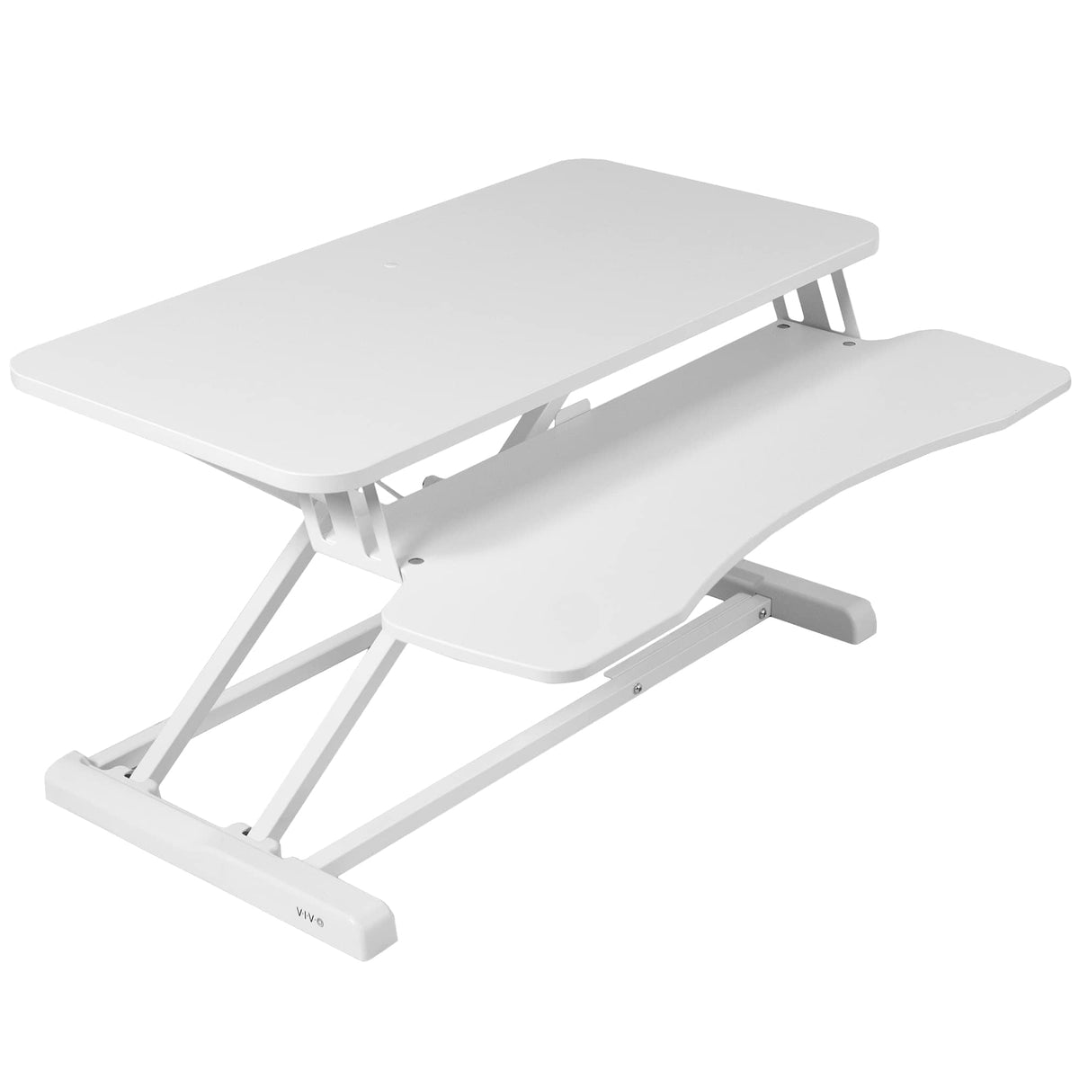 VIVO 81 cm Schreibtischaufsatz, K-Serie, höhenverstellbarer Steh-Sitz-Aufsatz, Dual-Monitor- und Laptop-Arbeitsplatz mit breiter Tastaturablage, Schwarz, DESK-V000K