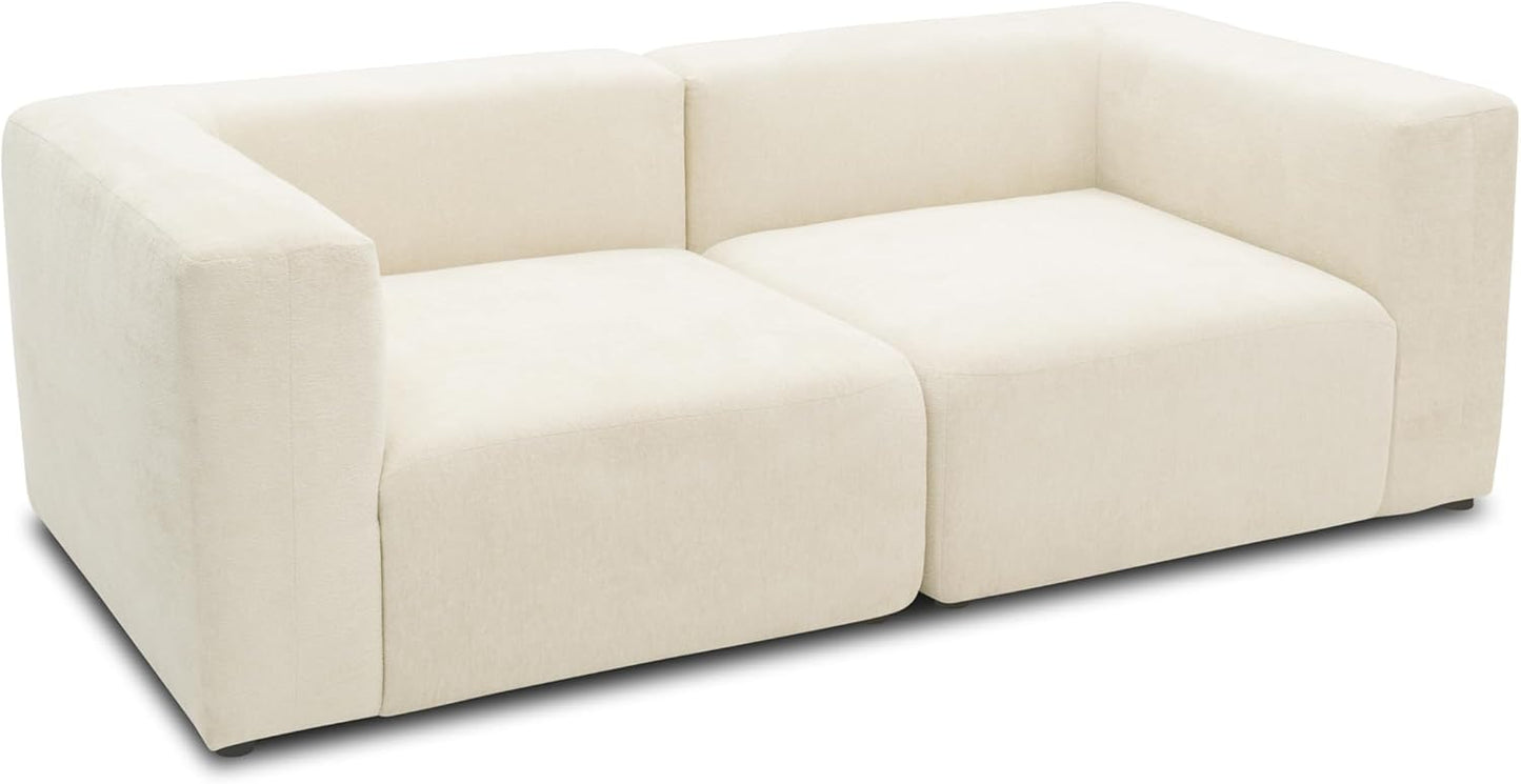DOMO. collection Adrian Modular Sofa, 3-Seater Made of 2 x Corner Chairs and 1 x Chair, Big Sofa, Module Couch, 3 Upholstery Elements, 3-Seater Couch, 301 x 108 x 69 cm (W x D x H), Cream