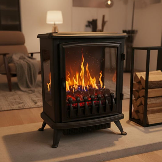 Chemin' Arte 139 3D Fire Glass Electric Fireplace, Black