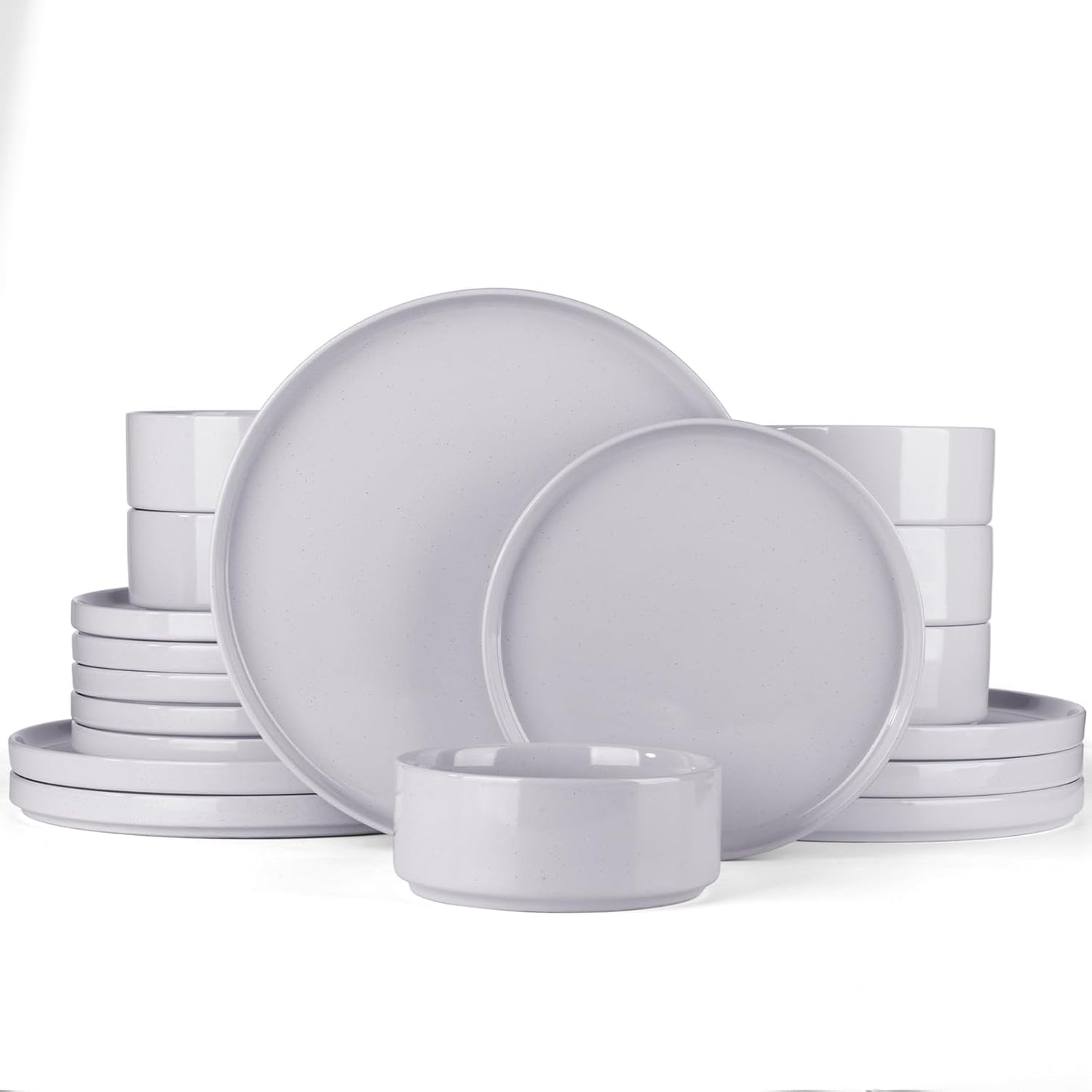 Star 18-Piece Plate Set, Crockery Set for 6 People, Stoneware Crockery Set, Anti-Scratch Dinner Service, Microwave & Dishwasher Safe, Cappuccino White
