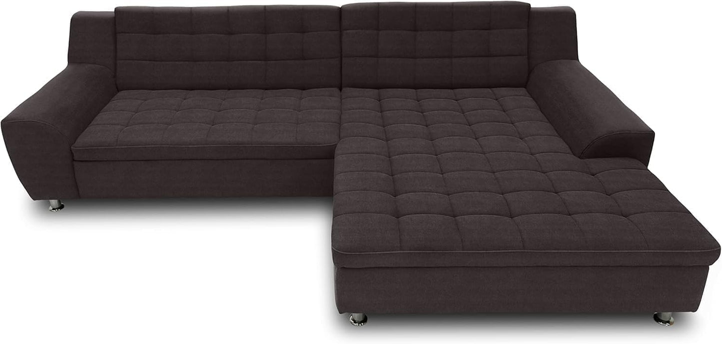 DOMO. collection Merida Corner Sofa, Sofa with Sleep Function in L-Shape, Corner Couch with Bed Box, Sofa Bed 304 x 200 x 84 cm (W x D x H), Beige