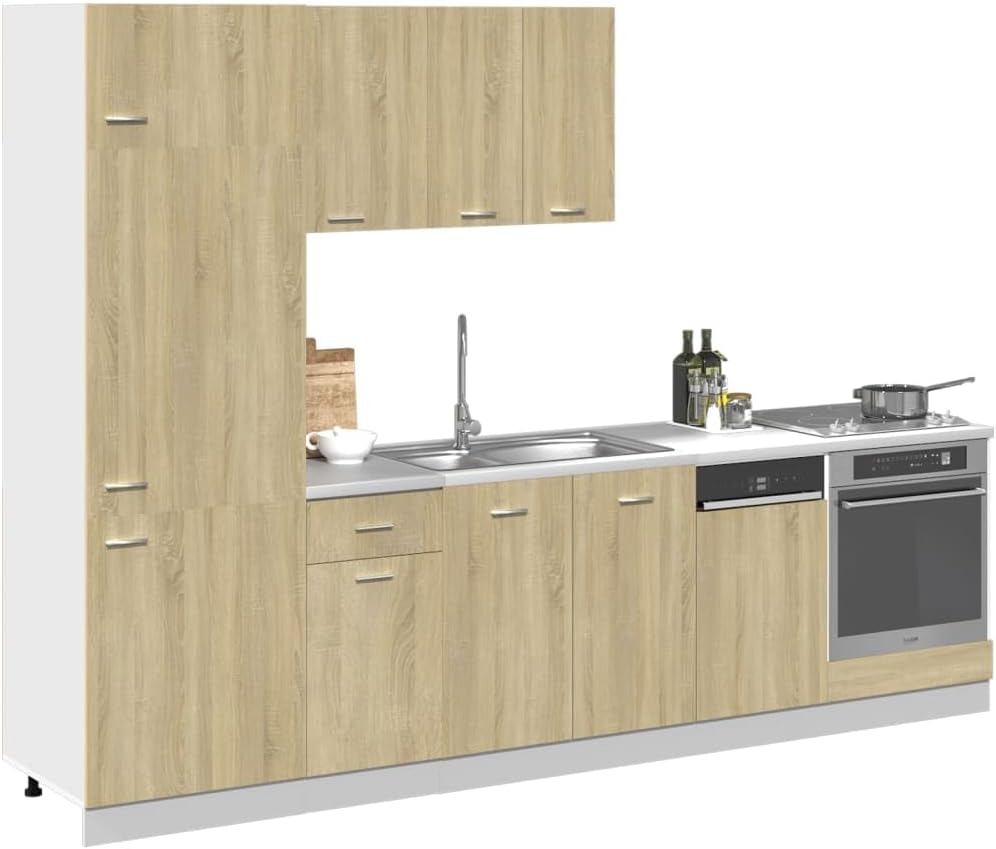 Lyon Sonoma Oak Wood Composite Kitchen Cabinet Set 7-Piece