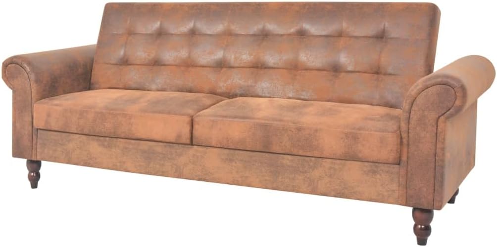 VidaXL Canapé-lit convertible avec accoudoir Daim synthétique Marron