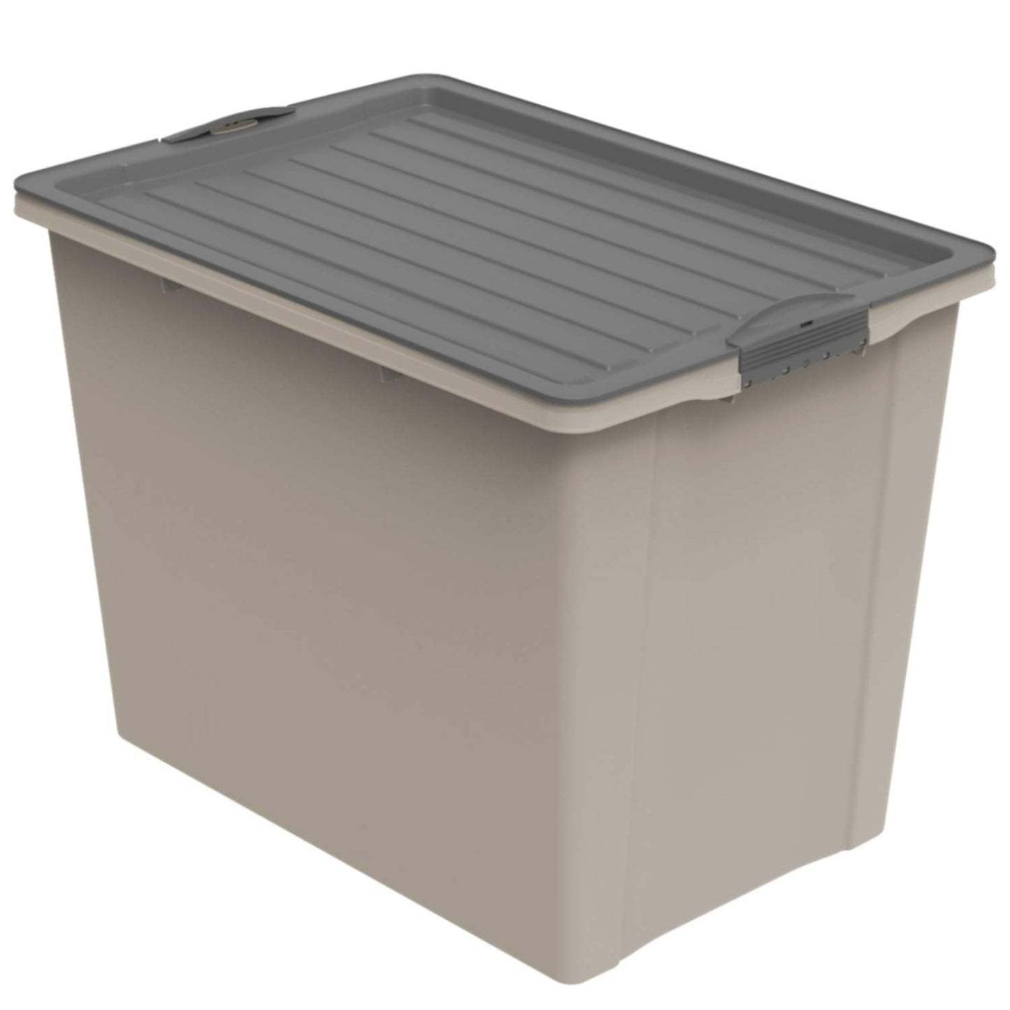 Rotho Compact Storage Box 70 L with Lid and Wheels, Plastic (PP Recycled), BPA-Free, Cappuccino/Anthracite, A3/70 L (57.0 x 39.5 x 43.5 cm)