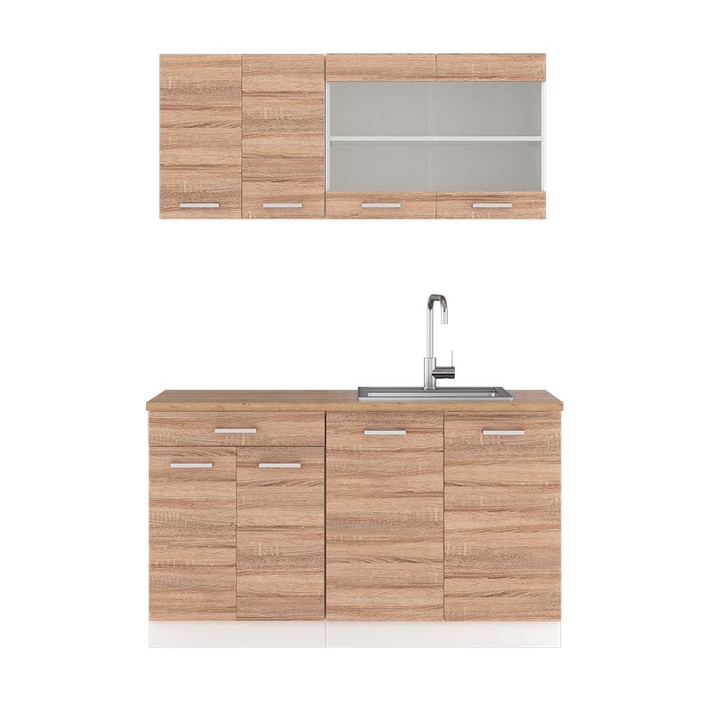 Vicco Single Kitchen R-Line, Blue/Grey/White, 140 cm, AP Anthracite