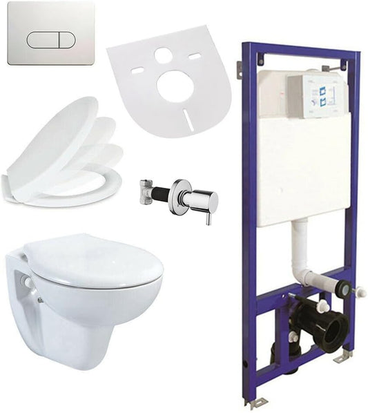 Wall Hanging Toilet Taharet Frame Element Actuator Plate Soft Close Lid Set