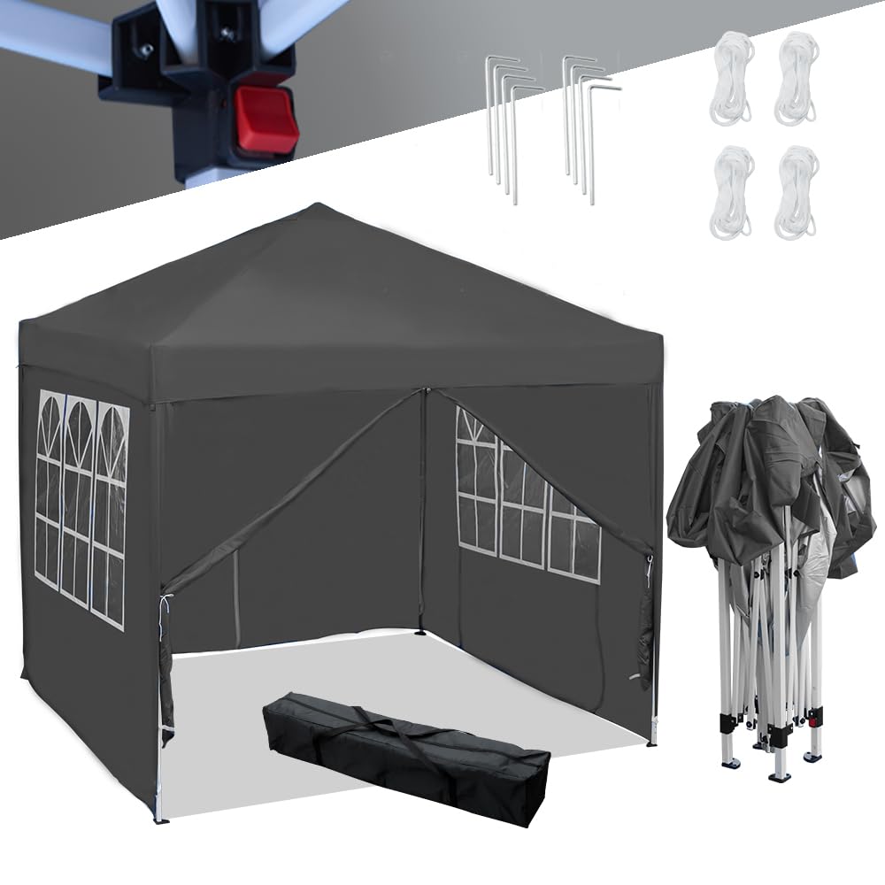 Mingone Folding Gazebo Waterproof Gazebo 3 x 3 m Stable Party Tent Pop Up Garden Tent Pasture Tent PE Beer Tent UV Protection 50+ Marquee with 4 Side Panels, Beige