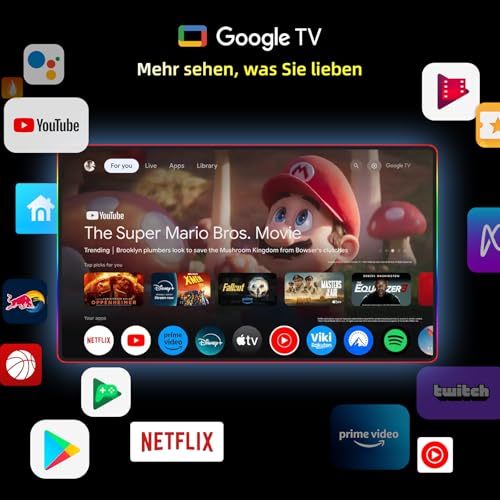 CHIQ L40FT 40 Zoll, Full HD, (100 cm) Smart Fernseher, HDR10, Dolby Audio & DBX-tv, Triple Tuner DVB-C/T2/S2, Integrierter Chromecast, Metall Randlos Design