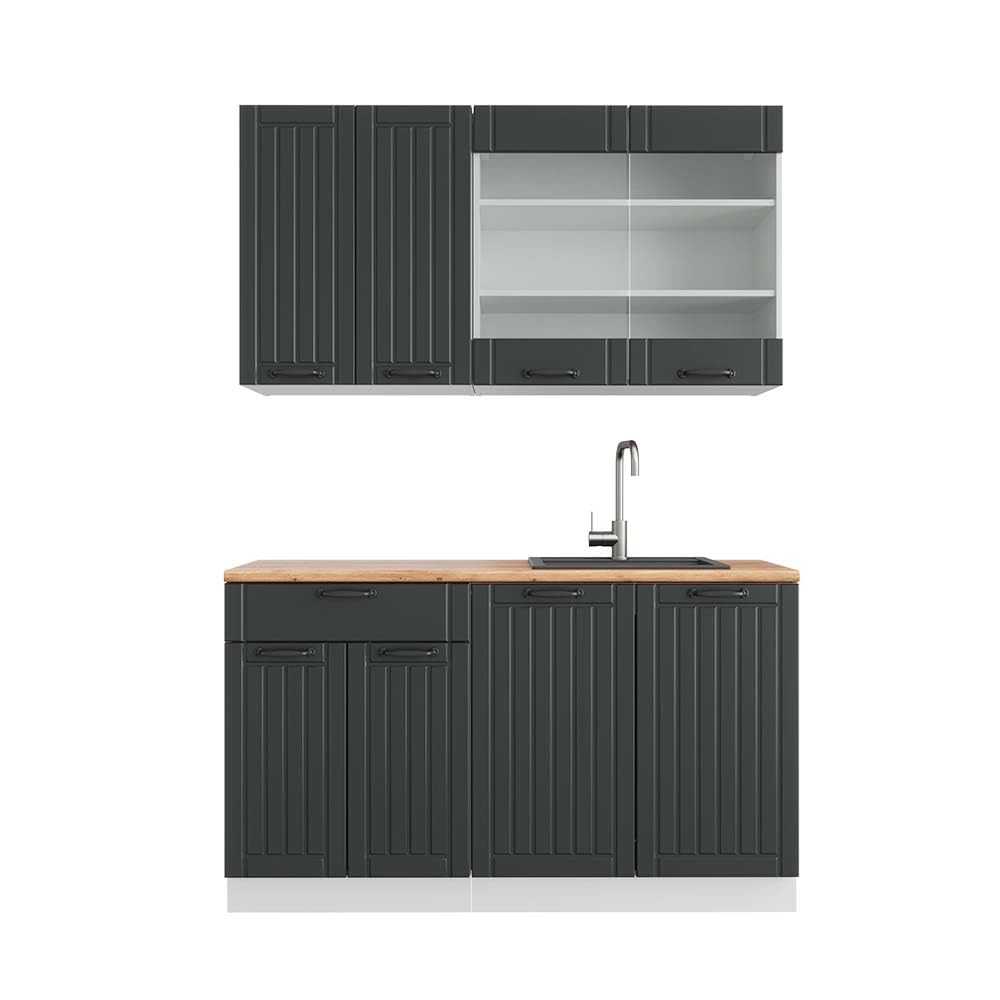 Vicco Fame-Line Single Built-In Kitchen Unit, 140 cm, High-Gloss Fame-Line (Anthracite, High Gloss)