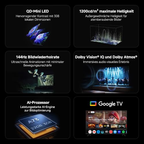 XIAOMI TV S Mini 55 2025, MiniLED, QLED, 55 Inch, Local Dimming, 1200nit